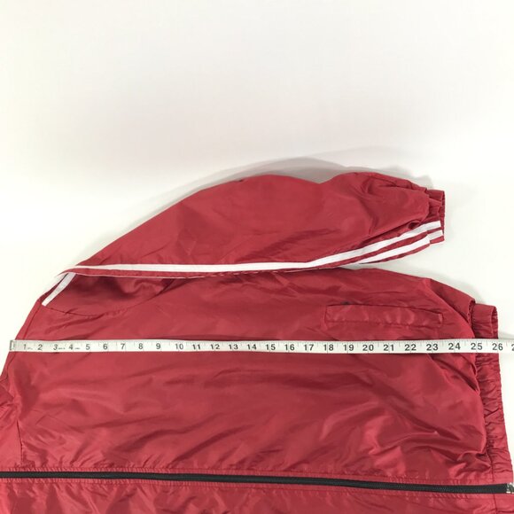 Adidas Essentials 3-Stripes Windbreaker Jacket Women's XXL Red Hooded Activewear - Picture 8 of 10